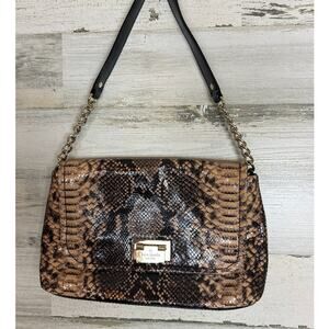 Kate Spade Snakeskin Leather Exotic Shoulder Bag Gold Chain Clip Closure Purse